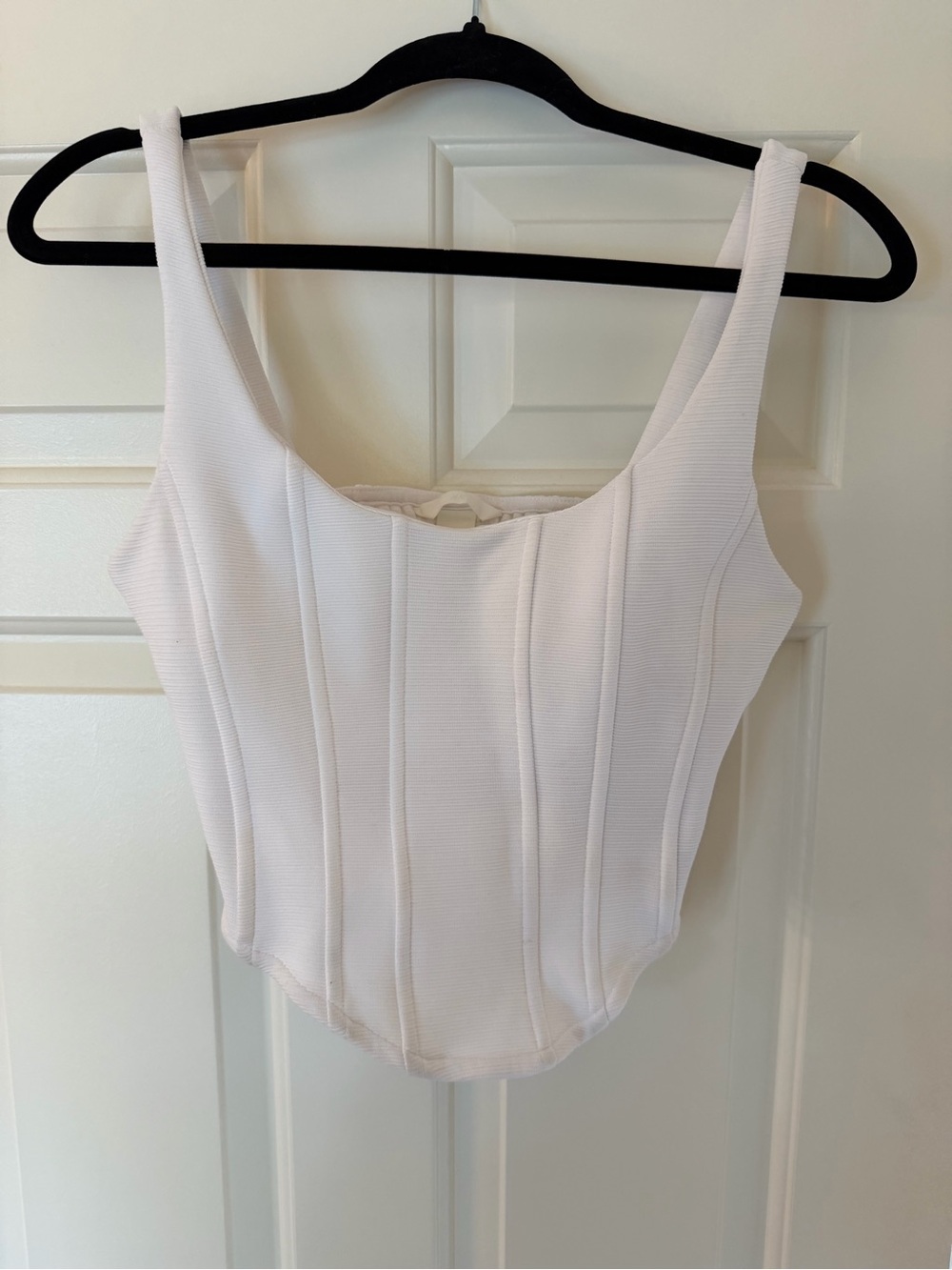 H&M White Ribbed Corset-Style